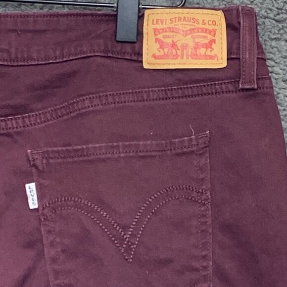 Levis Jeans Womens 32 Red 535 Skinny Coated Faux Leather Panel Moto Rocker Punk - Picture 6 of 16